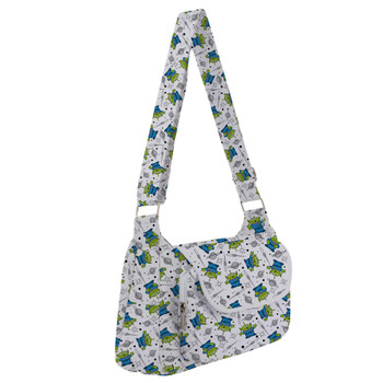 Shoulder Pocket Bag - Little Green Aliens on White