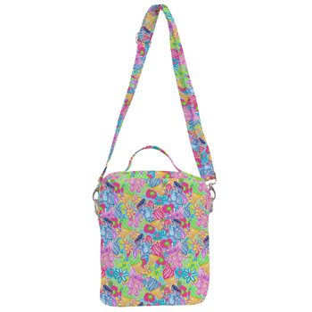 Crossbody Bag - Neon Floral Stitch & Angel