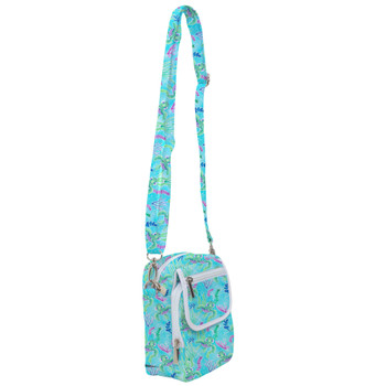 Belt Bag with Shoulder Strap - Neon Floral Baby Turtle Squirt