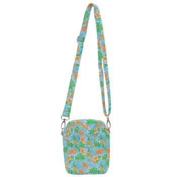 Belt Bag with Shoulder Strap - Neon Floral Tangerine Goofy & Pluto