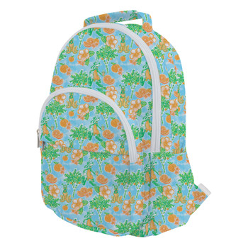 Pocket Backpack - Neon Floral Tangerine Goofy & Pluto