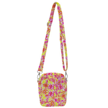 Belt Bag with Shoulder Strap - Neon Tropical Floral Mickey & Friends