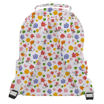 Pocket Backpack - White Floral Mickey & Minnie