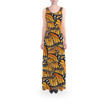 Flared Maxi Dress - Animal Print - Monarch Butterfly