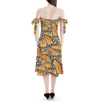 Strapless Bardot Midi Dress - Animal Print - Monarch Butterfly