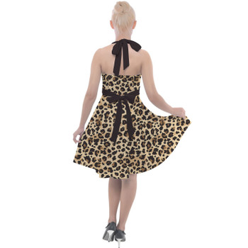 Halter Vintage Style Dress - Animal Print - Cheetah