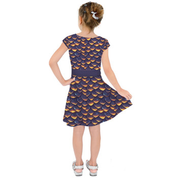 Girls Short Sleeve Skater Dress - Animal Print - Dragon