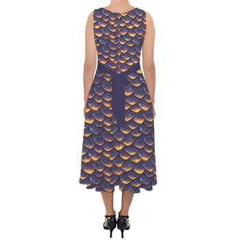 Belted Chiffon Midi Dress - Animal Print - Dragon