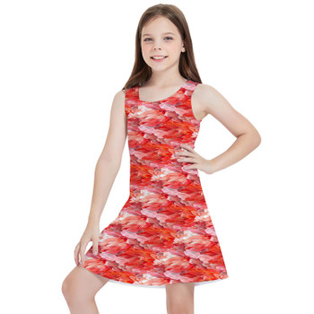 Girls Sleeveless Dress - Animal Print - Flamingo