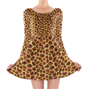 Longsleeve Skater Dress - Animal Print - Giraffe