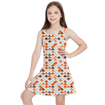 Girls Sleeveless Dress - Animal Print - Koi Fish