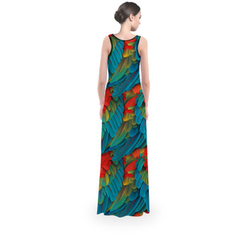 Flared Maxi Dress - Animal Print - Macaw Parrot