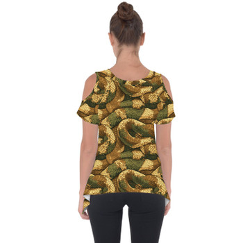 Cold Shoulder Tunic Top - Animal Print - Snake