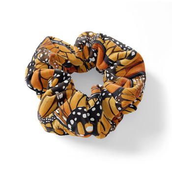 Velvet Scrunchie - Animal Print - Monarch Butterfly