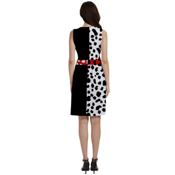 Button Front Pocket Dress - Cruella de Vil Villains Inspired