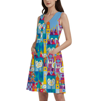Button Front Pocket Dress - Its A Small World Disney Parks Inspired