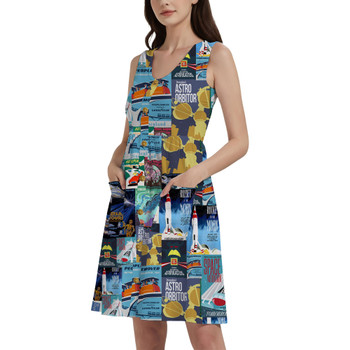 Button Front Pocket Dress - Tomorrowland Vintage Attraction Posters