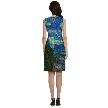 Button Front Pocket Dress - Van Gogh Starry Night
