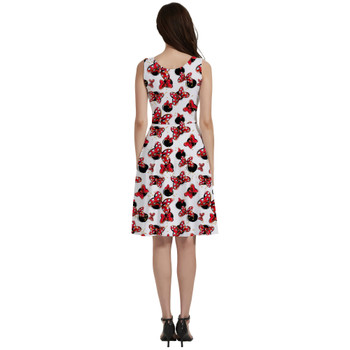 V-Neck Pocket Skater Dress - Minnie Bows and Mouse Ears