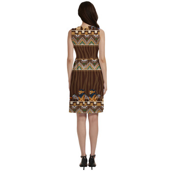 Button Front Pocket Dress - Tribal Stripes Lion King Inspired