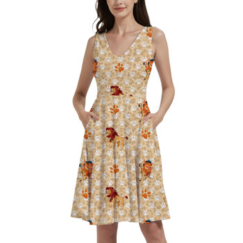 V-Neck Pocket Skater Dress - Hakuna Matata Lion King Inspired