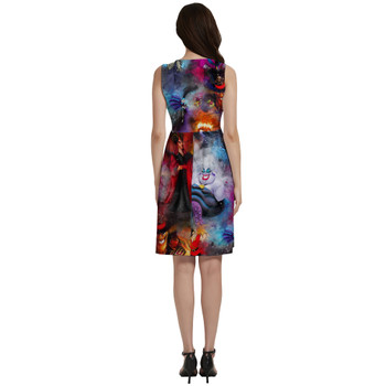 Button Front Pocket Dress - Watercolor Villains