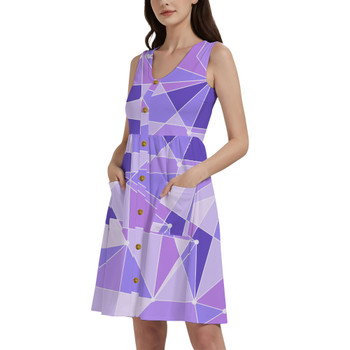 Button Front Pocket Dress - The Purple Wall