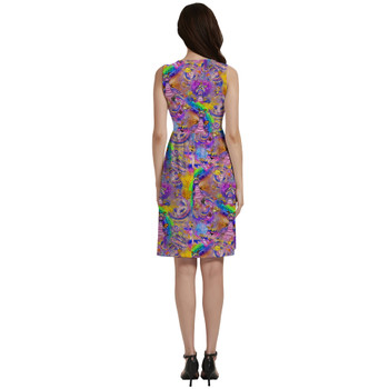 Button Front Pocket Dress - Figment Watercolor Rainbow