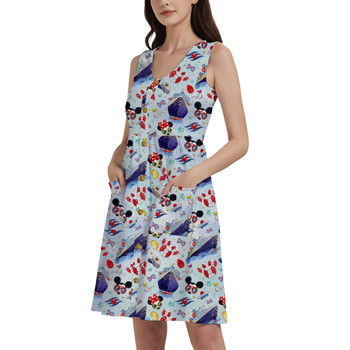 Button Front Pocket Dress - Cruise Disney Style