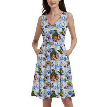 V-Neck Pocket Skater Dress - Robin Hood