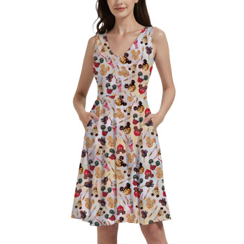 V-Neck Pocket Skater Dress - Mickey Snacks