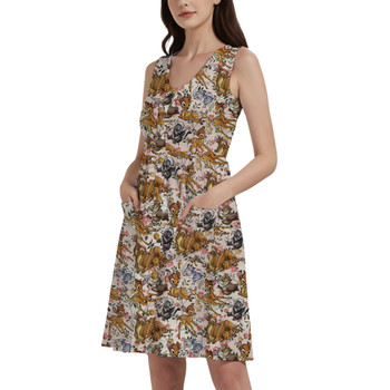 Button Front Pocket Dress - Bambi Sketched