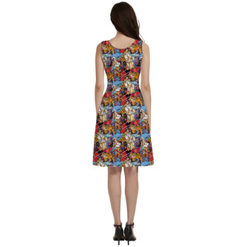 V-Neck Pocket Skater Dress - Aladdin Sketched