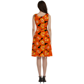 V-Neck Pocket Skater Dress - Disney Carved Pumpkins