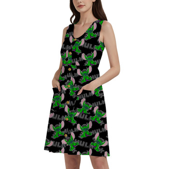 Button Front Pocket Dress - Superhero Stitch - Hulk