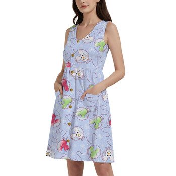 Button Front Pocket Dress - Winter Mouse Balloons