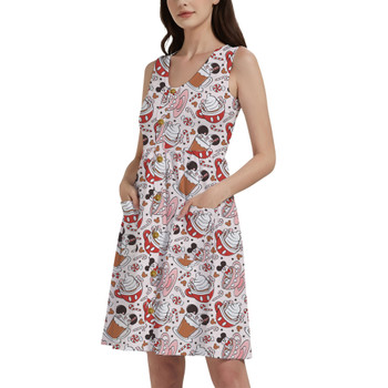 Button Front Pocket Dress - Magic Mouse Hot Chocolate