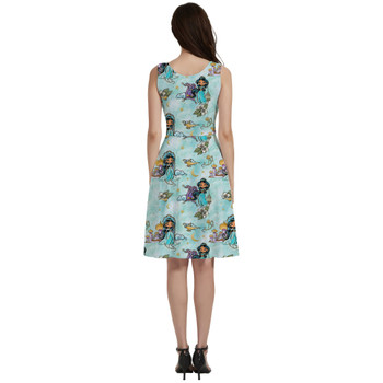 V-Neck Pocket Skater Dress - Whimsical Princess Jasmine