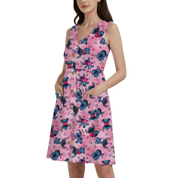 Button Front Pocket Dress - Valentine's Stitch