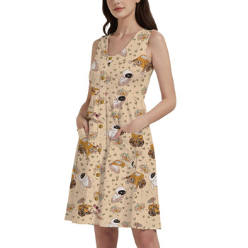 Button Front Pocket Dress - Floral Wall-E and Eve