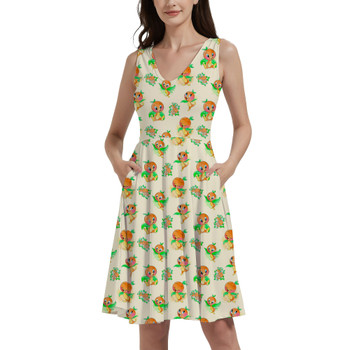 V-Neck Pocket Skater Dress - Little Orange Bird