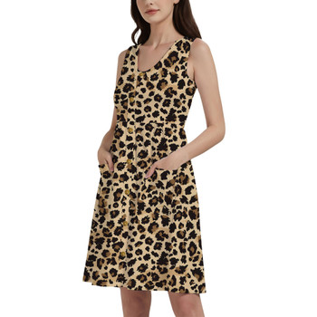 Button Front Pocket Dress - Animal Print - Cheetah