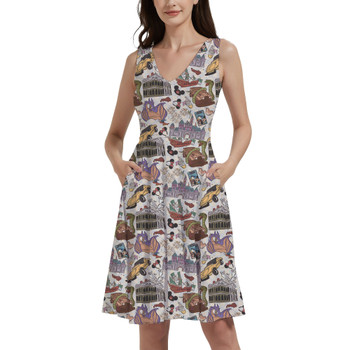 V-Neck Pocket Skater Dress - West Coast Disneyland