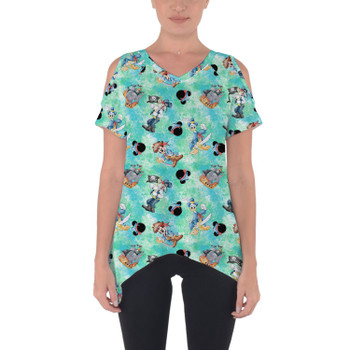 Cold Shoulder Tunic Top - Mickey Donald Goofy Pirate Crew