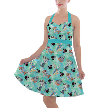 Halter Vintage Style Dress - Mickey Donald Goofy Pirate Crew