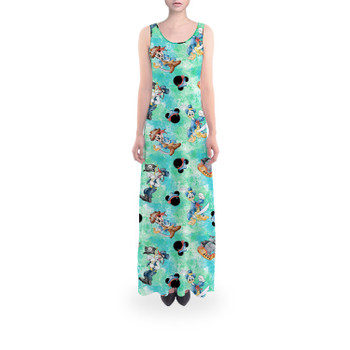 Flared Maxi Dress - Mickey Donald Goofy Pirate Crew