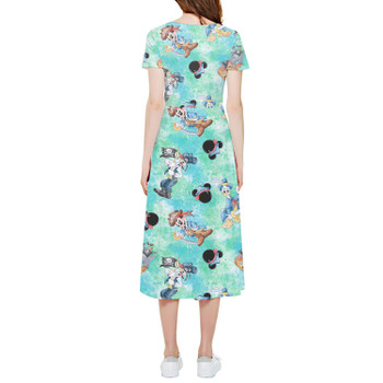 High Low Midi Dress - Mickey Donald Goofy Pirate Crew