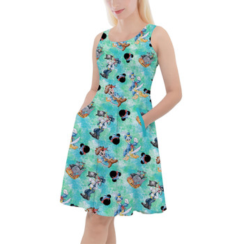 Skater Dress with Pockets - Mickey Donald Goofy Pirate Crew