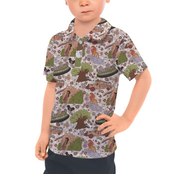 Kids Polo Shirt - Hand Drawn Animal Kingdom