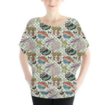 Batwing Chiffon Top - Hand Drawn Epcot